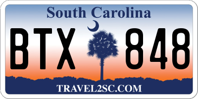 SC license plate BTX848