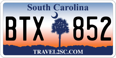 SC license plate BTX852