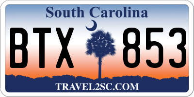 SC license plate BTX853