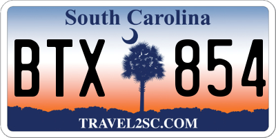 SC license plate BTX854