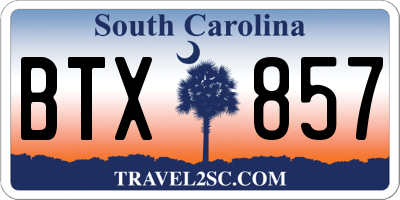 SC license plate BTX857