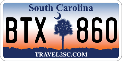 SC license plate BTX860