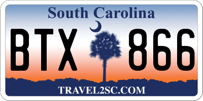SC license plate BTX866