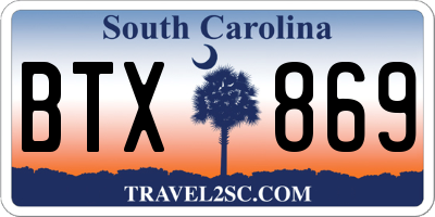 SC license plate BTX869