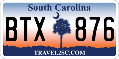 SC license plate BTX876