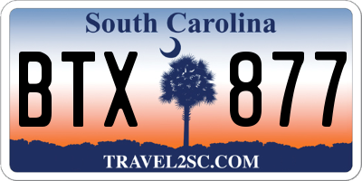 SC license plate BTX877