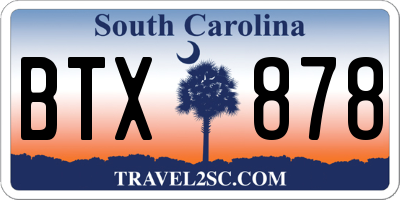 SC license plate BTX878