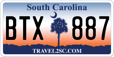SC license plate BTX887