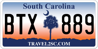 SC license plate BTX889
