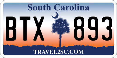 SC license plate BTX893
