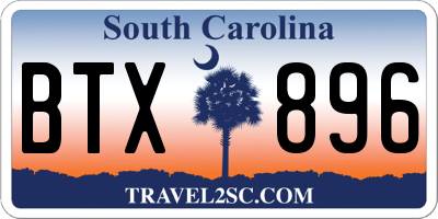 SC license plate BTX896