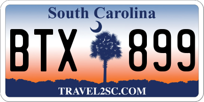 SC license plate BTX899