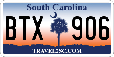 SC license plate BTX906