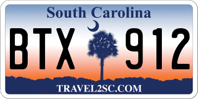 SC license plate BTX912