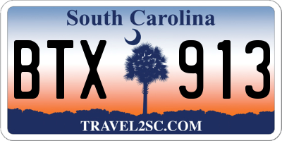 SC license plate BTX913