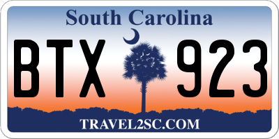 SC license plate BTX923