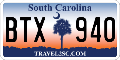 SC license plate BTX940
