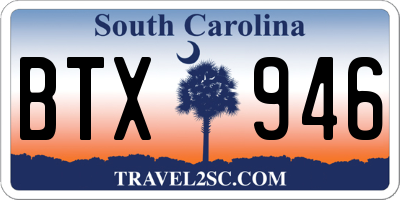 SC license plate BTX946