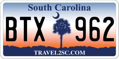 SC license plate BTX962