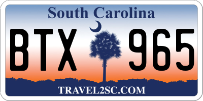 SC license plate BTX965