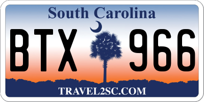 SC license plate BTX966