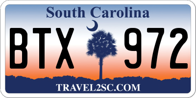 SC license plate BTX972