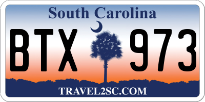 SC license plate BTX973