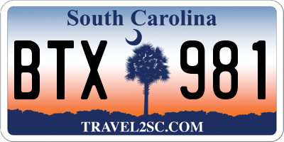 SC license plate BTX981