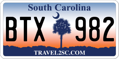 SC license plate BTX982
