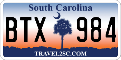 SC license plate BTX984