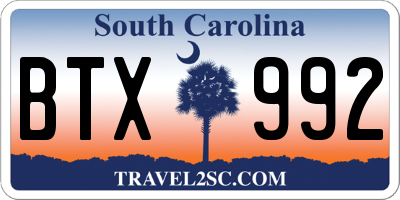 SC license plate BTX992