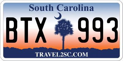 SC license plate BTX993