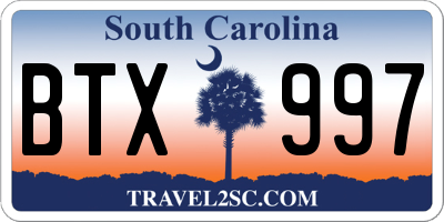 SC license plate BTX997