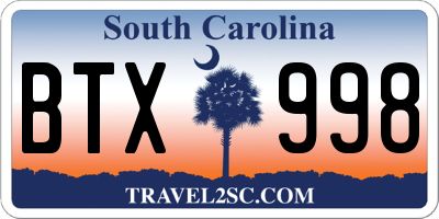 SC license plate BTX998