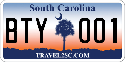 SC license plate BTY001
