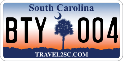 SC license plate BTY004