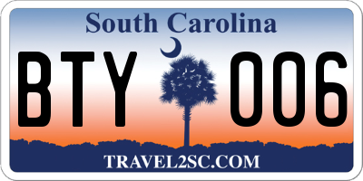 SC license plate BTY006