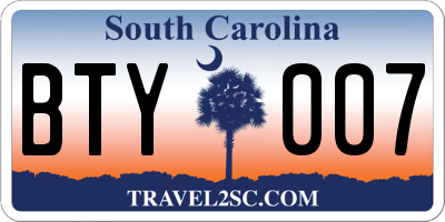 SC license plate BTY007