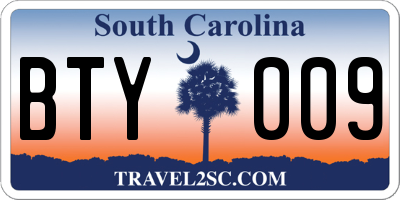 SC license plate BTY009