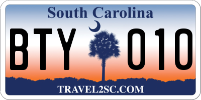 SC license plate BTY010
