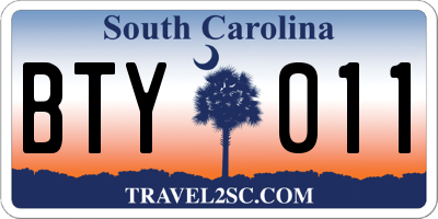 SC license plate BTY011