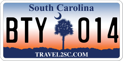 SC license plate BTY014