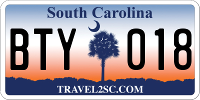 SC license plate BTY018