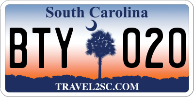 SC license plate BTY020