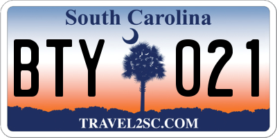 SC license plate BTY021
