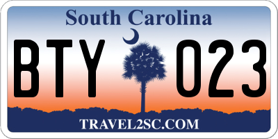 SC license plate BTY023