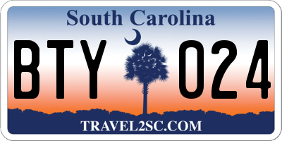 SC license plate BTY024