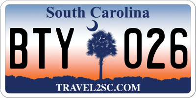 SC license plate BTY026