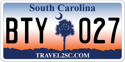 SC license plate BTY027