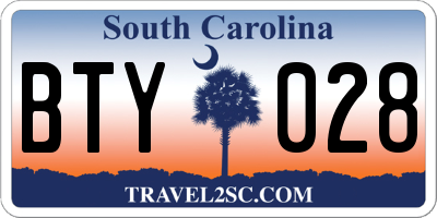 SC license plate BTY028